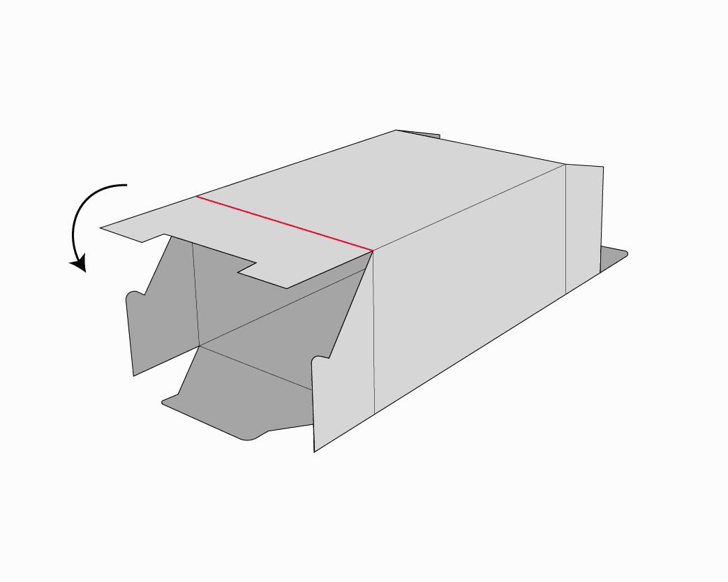1-2-3 bottom box illustration: large flap folds down