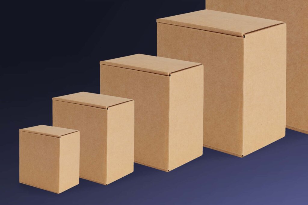 line of e-commerce boxes in different sizes