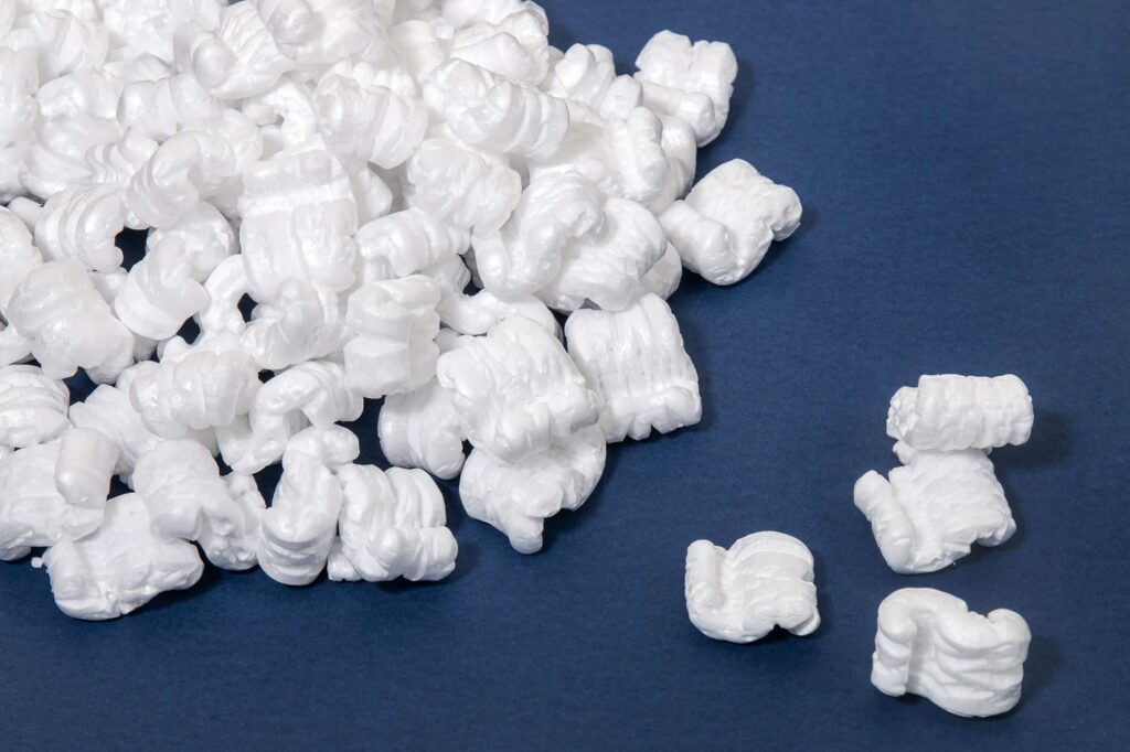 a pile of white packing peanuts for fragile items