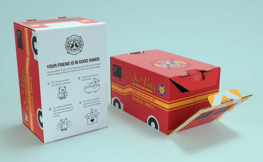 corrugated box made to look like a sni valley fire ambulance